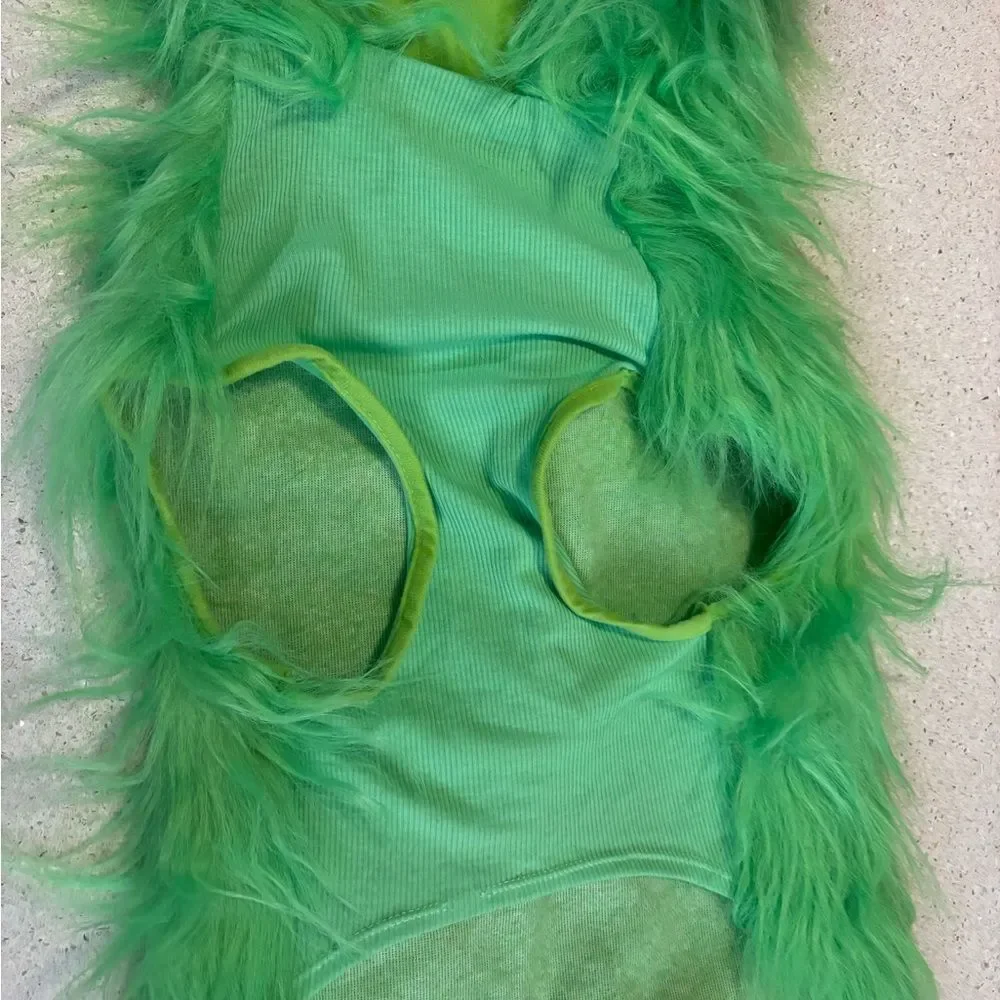 Green Furry Monster Plush Dog Costume